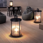 [Open-Box] Striped Glass Cylindrical Waterproof Portable Solar Outdoor Lanterns