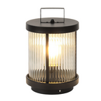 LED Solar Lanterns Outdoor Striped Glass Cylindrical Lamp