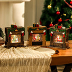 Light up Christmas Ornaments Fireplace with Snowfall Creative Lamp
