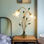 Lily Table Lamp Dual Lights and Leaf Ornaments Lights