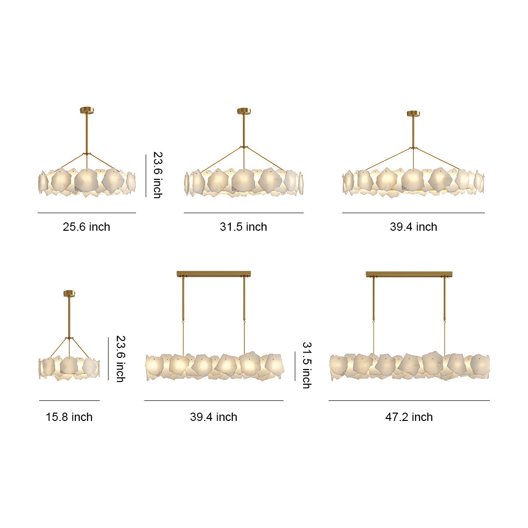 Modern LED Cloud Stone Copper Chandelier