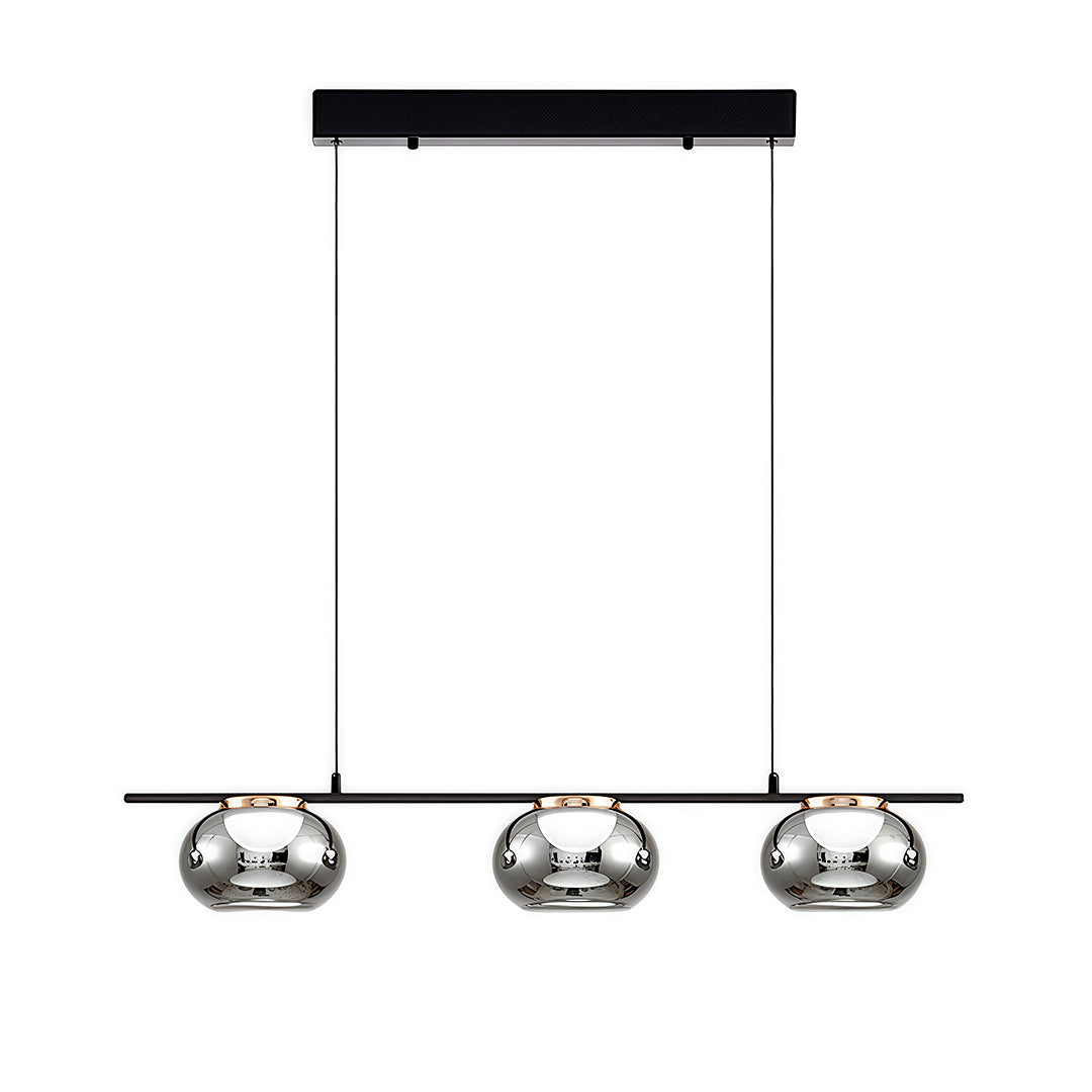 Gray Glass Pendant Light Globe Full-Spectrum Metal Ceiling Light
