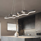 Linear Island Suspended Lighting Fixture: Modern LED Pendant Light for Dining Room