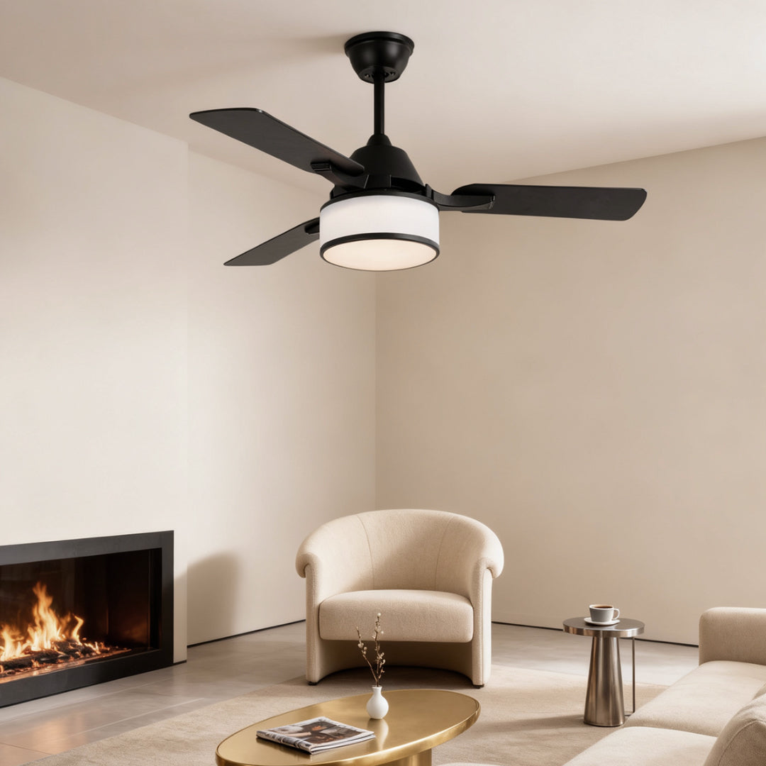 Ceiling Fans with Lights European Retro Fabric Shade Fan Lamp
