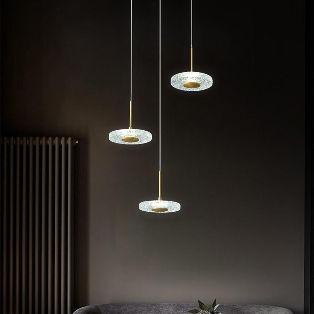 Circular Acrylic Copper LED Gold Glass Mini Pendant Lights Hanging Ceiling Lights