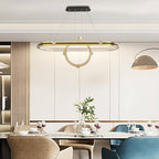 Long Oval Ring Luxury Three Step Dimming LED Modern Dining Room Chandelier
