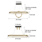 Long Oval Ring Luxury Three Step Dimming LED Modern Dining Room Chandelier
