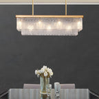 Long Rectangular Double Layer 3 Step Dimming Post-Modern Chandelier