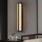 Black Long Rectangular Stainless Steel Crystal Wall Sconces Lights