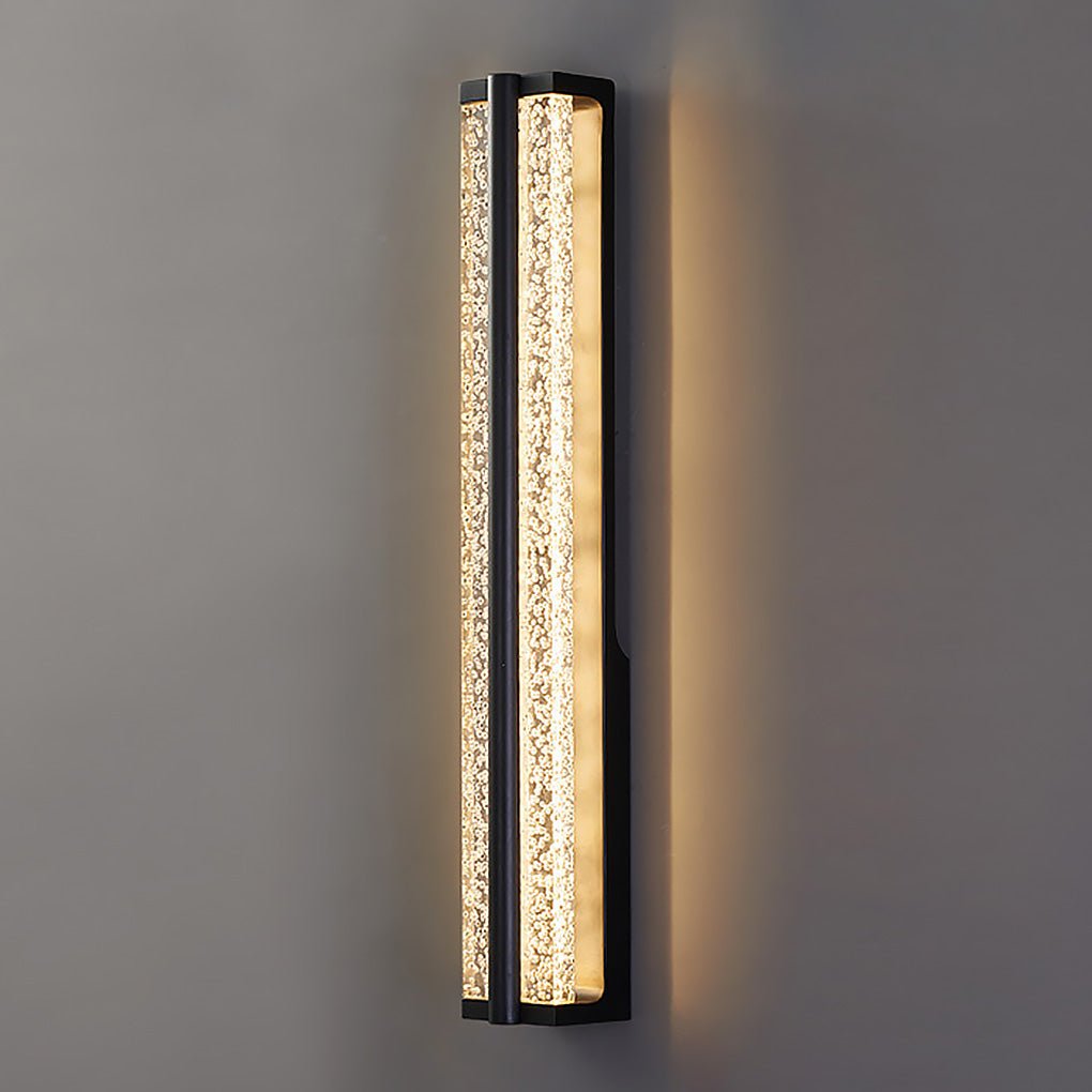 Black Long Rectangular Stainless Steel Crystal Wall Sconces Lights
