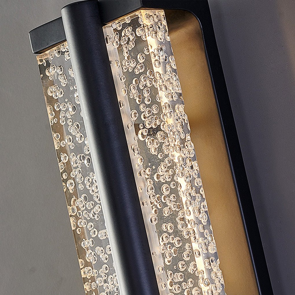 Black Long Rectangular Stainless Steel Crystal Wall Sconces Lights