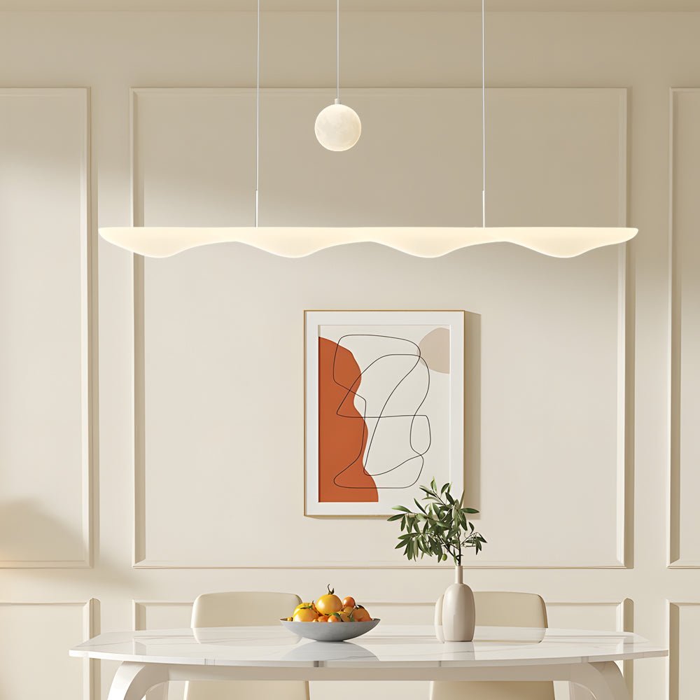 Creative Modern White Waves Moon Three Step Dimming Chandeliers