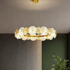 Large Glass Chandelier Silver Iron Frame & Clear Glass Ceiling Light