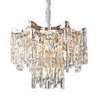 Tiered Glass Chandelier Luxury Modern Gold Waterfall Ceiling Light