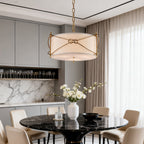 White Drum Pendant Light with a Polished Gold Stylish Ceiling Light