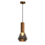 Luxury Copper Glass Jar 1-Light Wood Pendant Light Ceiling Hang Fixture Cork Diamond Glass Suspended lights