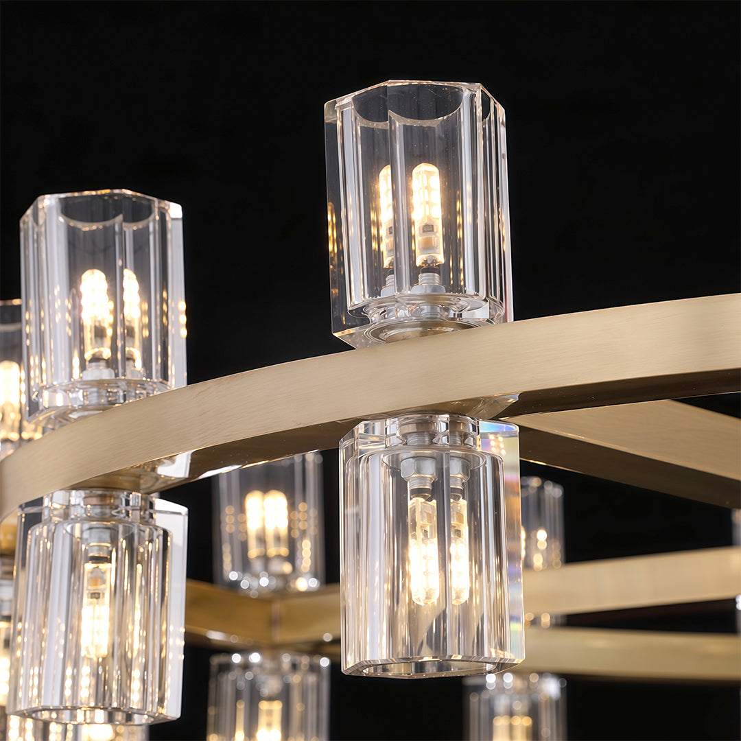 Luxury Crystal Chandeliers American Copper Ceiling Light