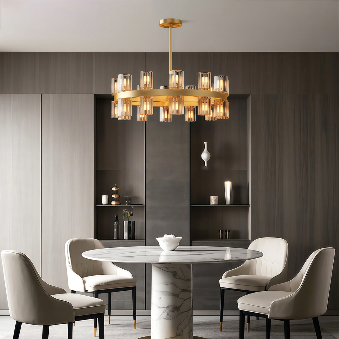 Luxury Crystal Chandeliers American Copper Ceiling Light