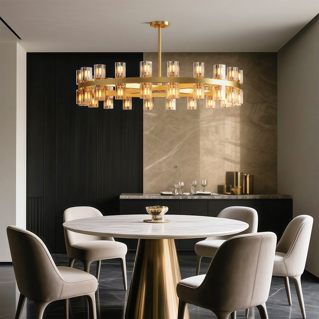 Luxury Crystal Chandeliers American Copper Ceiling Light