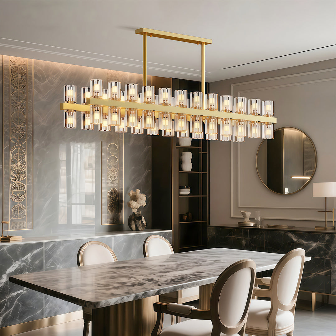 Luxury Crystal Chandeliers American Copper Ceiling Light