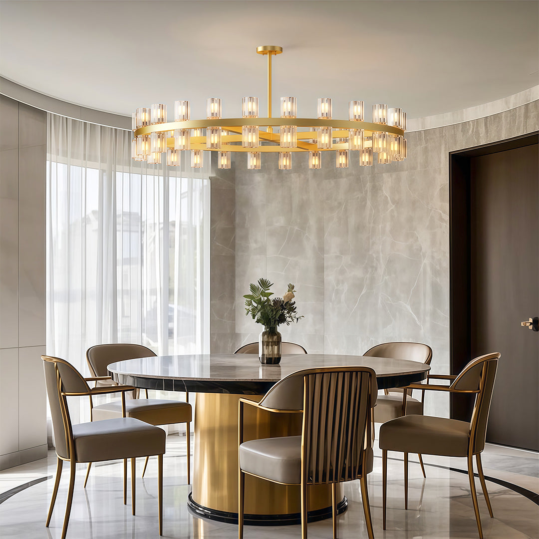 Luxury Crystal Chandeliers American Copper Ceiling Light