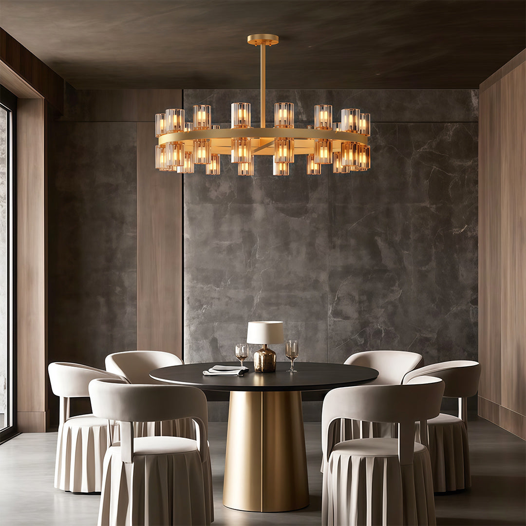 Luxury Crystal Chandeliers American Copper Ceiling Light