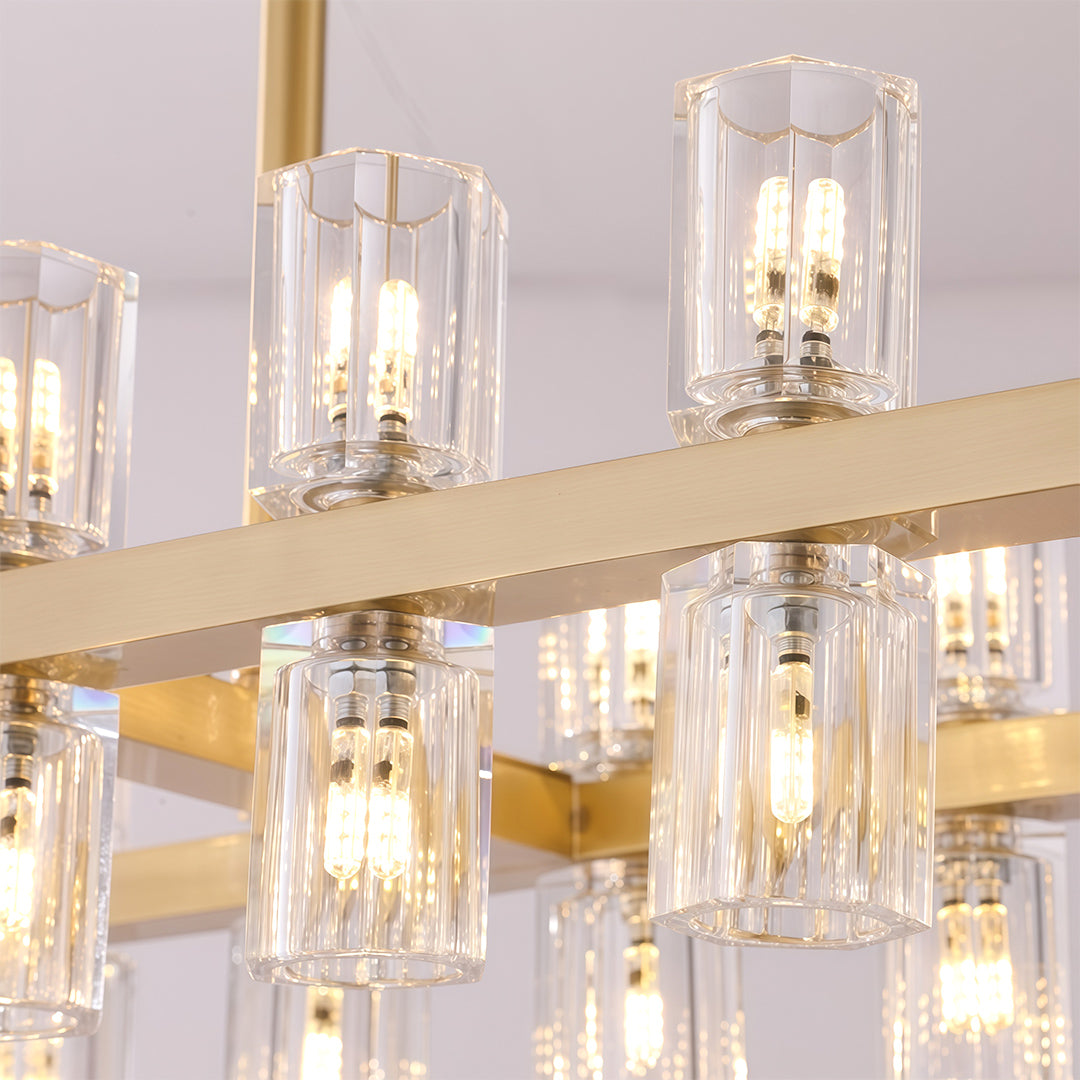 Luxury Crystal Chandeliers American Copper Ceiling Light