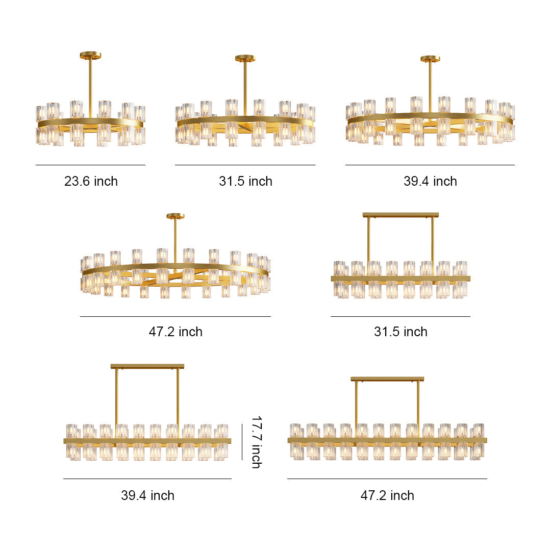 Luxury Crystal Chandeliers American Copper Ceiling Light