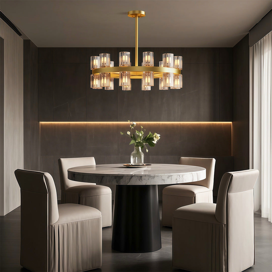 Luxury Crystal Chandeliers American Copper Ceiling Light