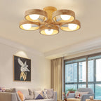 Wooden Chandeliers Nordic Style Creative LED Chandelier Made of Rubberwood