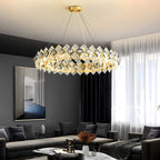Luxury Ring Chandelier Light Crystal and Copper Modern Ceiling Light
