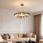 Luxury Ring Chandelier Light Crystal and Copper Modern Ceiling Light