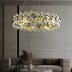 Luxury Ring Chandelier Light Crystal and Copper Modern Ceiling Light