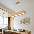 LED Rectangular Chandelier Wood Rustic Ceiling Lighting