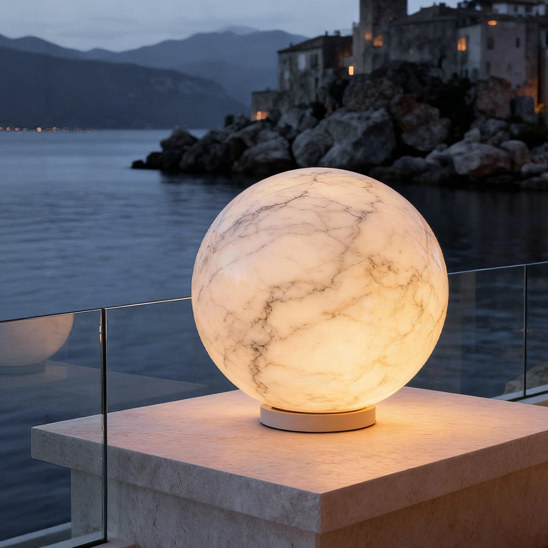 Outdoor Pillar Light Faux Waterproof Moon Globe Light