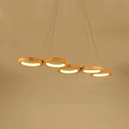 Rustic 4-Circle Wood LED Modern Chandeliers Ceiling Lights