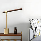 Mid Century Modern Wood and Brass Lamp Linear LED Lamp