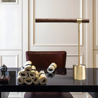 Mid Century Modern Wood and Brass Lamp Linear LED Lamp