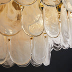 Midcentury Modern Chandelier Full-Copper Glass Ceiling Light