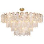 Midcentury Modern Chandelier Full-Copper Glass Ceiling Light