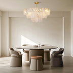 Midcentury Modern Chandelier Full-Copper Glass Ceiling Light