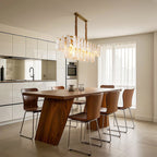Midcentury Modern Chandelier Full-Copper Glass Ceiling Light