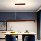 Wood Pendant Lights White PVC Shade Linear Long Strip Ceiling Light