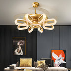 Gold Ceiling Fan with Light LED Iron Brightness Ceiling Fan Lights