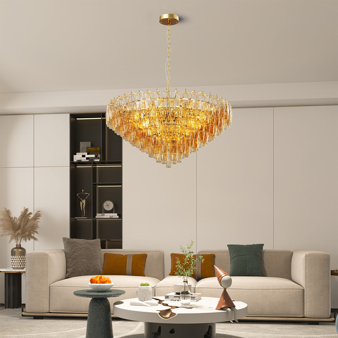 Glass Pendant Chandelier American Luxury Multi-head Ceiling Lights