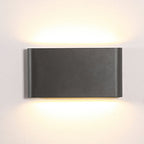 2-Light Black Modern Low Profile Exterior Porch LED Slim Outdoor Up Down Wall Light
