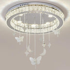 Circular Electroplated Metal Crystal LED Modern Chandeliers Flush Mount Lighting