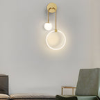 Modern 2-Light LED Wall Sconces with Acrylic Ring and Frosted Globe