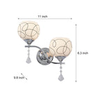 Modern 2-Light Open Sphere Wall Sconce with Crystal Pendants