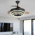 Modern 41" Retractable Ceiling Fan with LED Lights and Remote Control